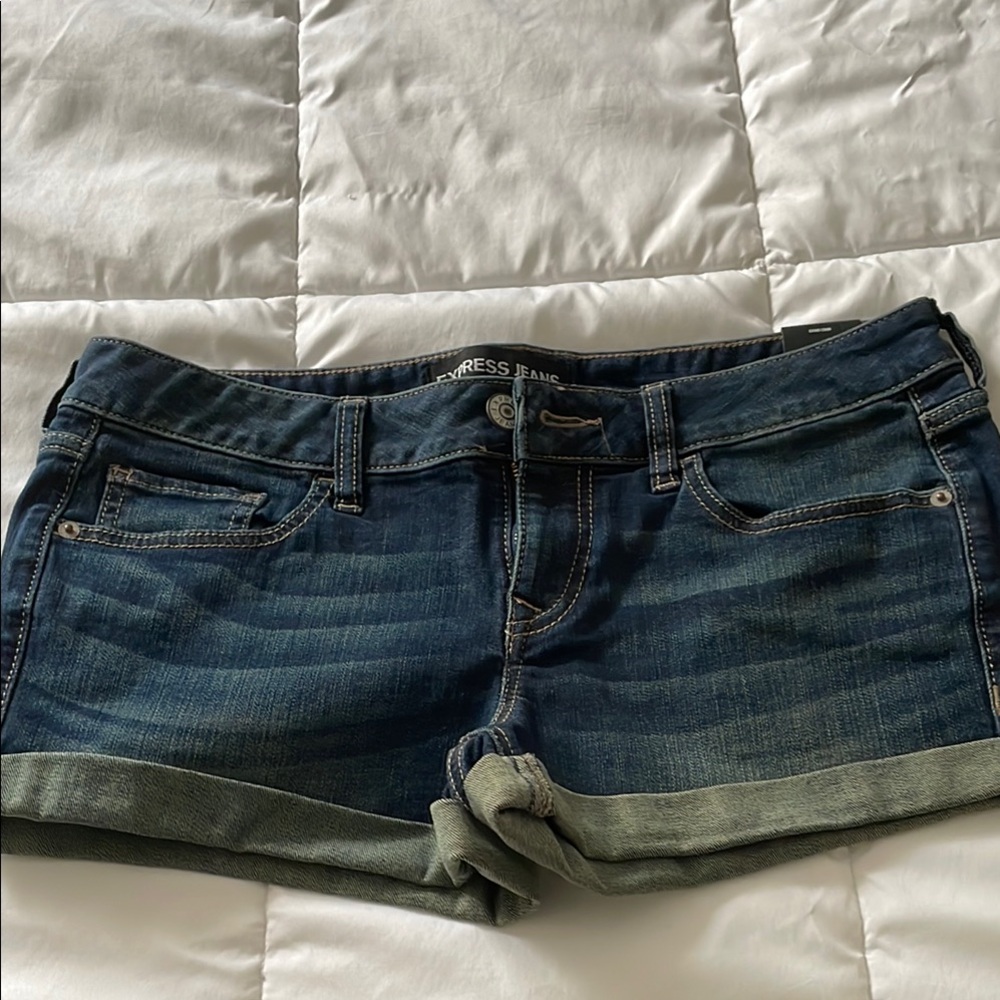 Express Blue Jean Shorts with Rolled Hems